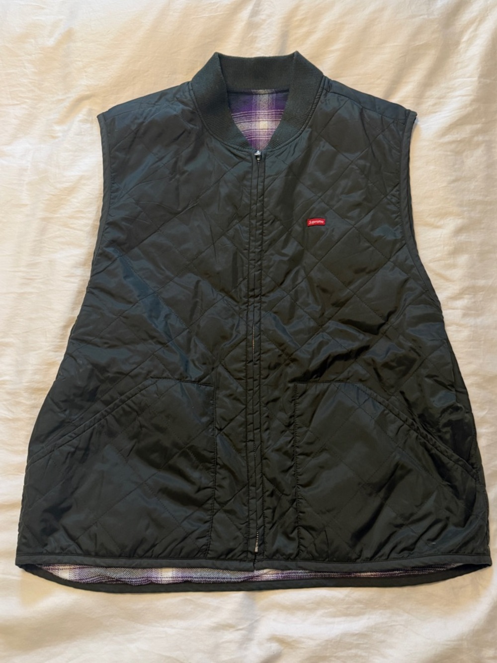 Supreme Reversible Shadow Plaid Vest Dark Green FW17